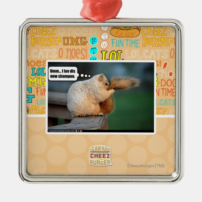 I luv dis new shampoo metal ornament (Front)