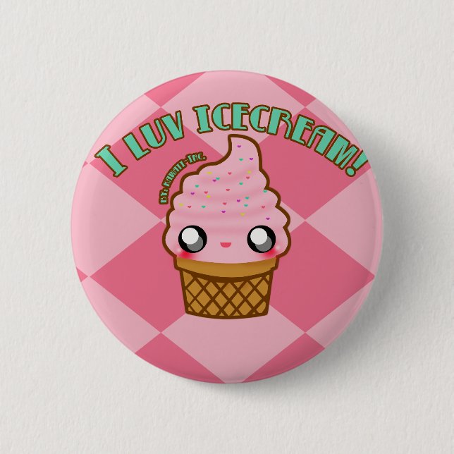 I luv Icecream! 2 Inch Round Button (Front)