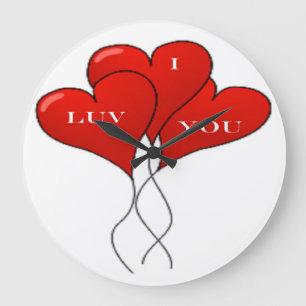 "I LUV YOU" BALLOONS LARGE CLOCK