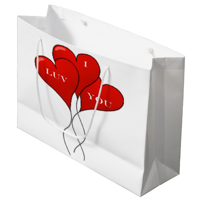 "I LUV YOU" BALLOONS LARGE GIFT BAG (Front Angled)