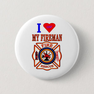 I LUY MY FIREMAN 2 INCH ROUND BUTTON