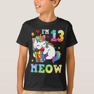 I’m 13 Years Old Meow Cat Unicorn 13th Birthday Ce T-Shirt