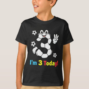 I’m 3 Today Cute Soccer Cartoon 3rd Birthday Kids T-Shirt