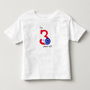 "I’m 3 years old!" + Cute Happy Blue Snail Toddler T-shirt