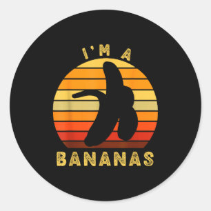 I’m A Bananas Funny Retro Vintage Banana Humor Sun Classic Round Sticker