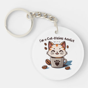 I m a Cat-ffeine Addict Keychain