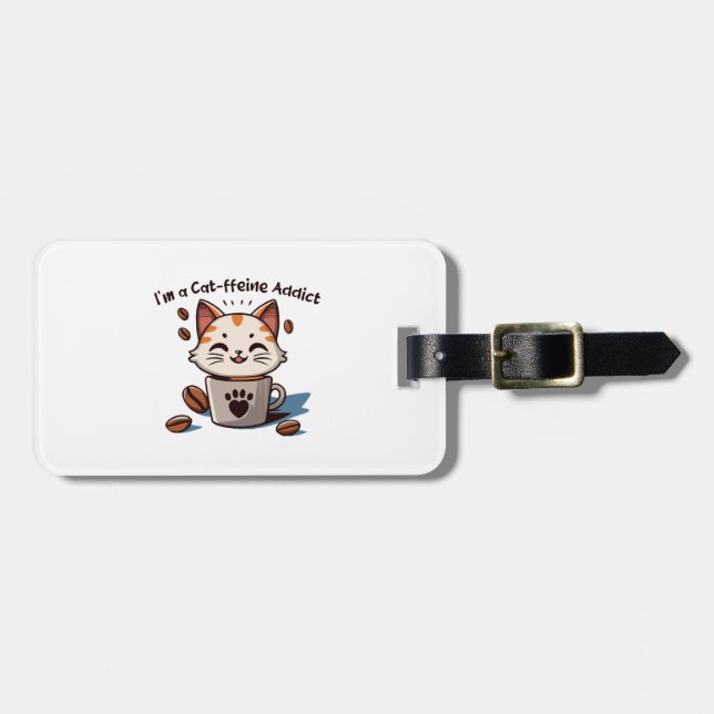 I m a Cat-ffeine Addict Luggage Tag (Front Horizontal)