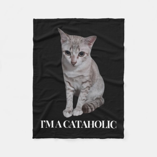 I’m A Cataholic Lovely Cat Fashion  Fleece Blanket (Front)