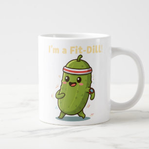 I’m a Fit-Dill! Funny Fitness Pickle Pun Design    Large Coffee Mug