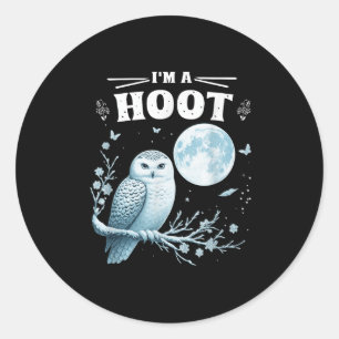I’m A Hoot Snowy Owl Full Moon Night Sky Soky Magi Classic Round Sticker