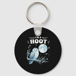 I’m A Hoot Snowy Owl Full Moon Night Sky Soky Magi Keychain