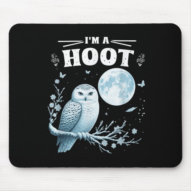 I’m A Hoot Snowy Owl Full Moon Night Sky Soky Magi Mouse Pad (Front)