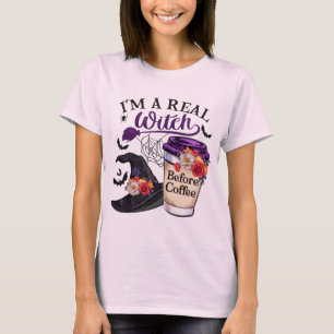 I’m a Real Witch Before Coffee for halloween T-Shirt