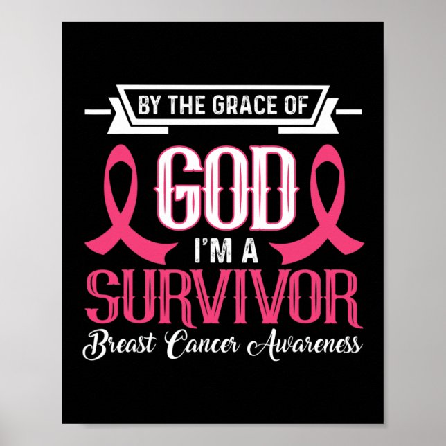 I’m A Survivor Breast Cancer Awareness Pink Ribbon Poster (Front)