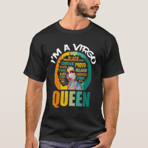 I m A Virgo Queen Vintage Melanin Black Women Horo T-Shirt