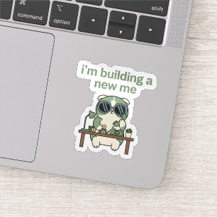 I’m Building a New Me Sticker  Cute Cat Motivation
