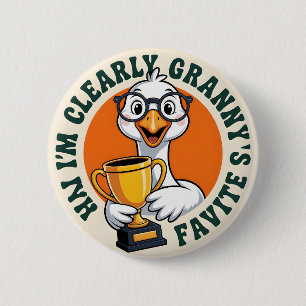 I’m Clearly Grandma’s Favorite funny goose flower 2 Inch Round Button