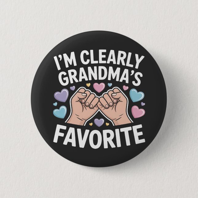 I’m Clearly Grandma’s Favorite funny grandkid 2 Inch Round Button (Front)