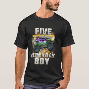I m Five Years Old 5th Birthday Boy Monster Truck  T-Shirt
