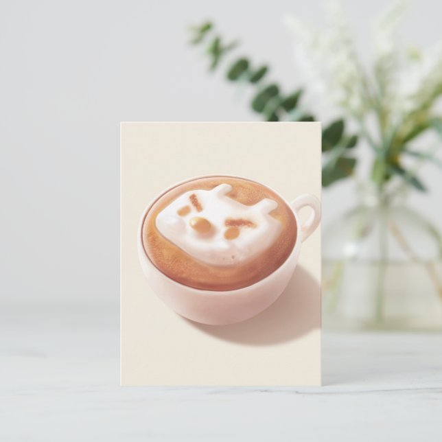 I’m Foaming With Feelings – Coffee Art Announcement Postcard (Standing Front)
