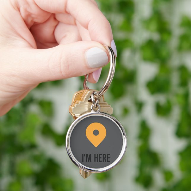  “I’m Here – Minimal Location Pin Sticker  Keychain (Hand)