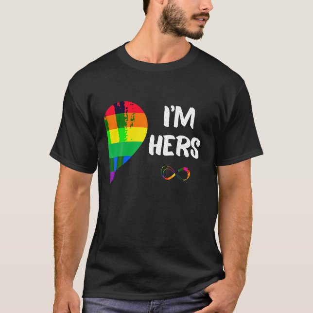 I m Hers Shes Mine Lesbian Couples Matching LGBT P T-Shirt (Front)