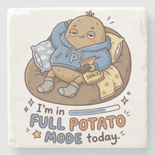 I’m in full potato mode today| Couch Potato Potato Stone Coaster (Front)