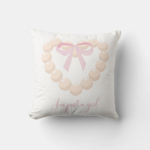 I’m Just a Girl Pearl Heart & Bow Design Cute Throw Pillow