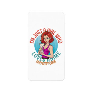 I m Just a Girl Who Loves Cats Label