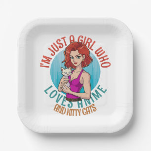 I m Just a Girl Who Loves Cats Paper Plate
