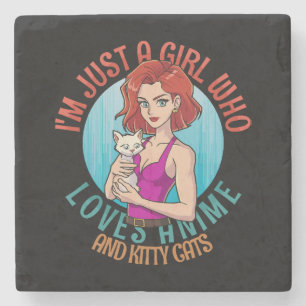 I m Just a Girl Who Loves Cats Stone Coaster