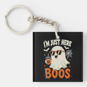 “I’m Just Here for Boos” Ghost Design Keychain