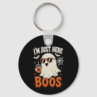 “I’m Just Here for Boos” Ghost Design Keychain