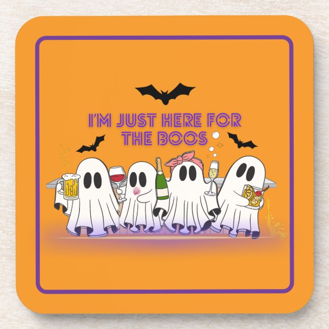 I’m Just Here For The Boos Funny Halloween Coaster (Front)