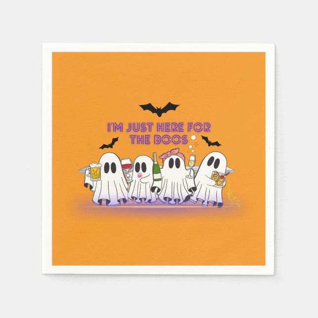 I’m Just Here For The Boos Funny Halloween Napkin (Front)