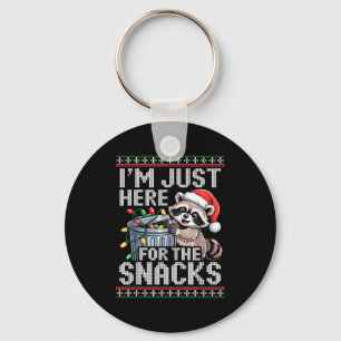 I’m Just Here For The Snacks Raccoon Christmas Ugl Keychain