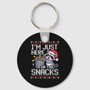 I’m Just Here For The Snacks Raccoon Christmas Ugl Keychain