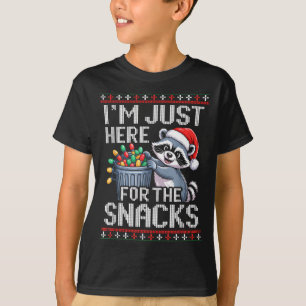 I’m Just Here For The Snacks Raccoon Christmas Ugl T-Shirt