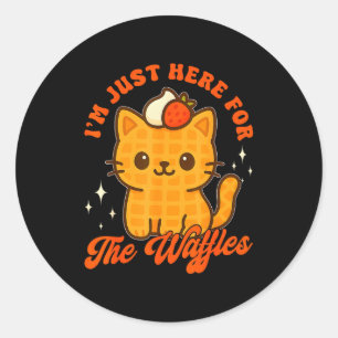 I’m Just Here For The Waffles Cute Cat Food Lover  Classic Round Sticker