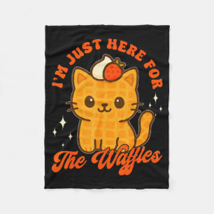 I’m Just Here For The Waffles Cute Cat Food Lover  Fleece Blanket