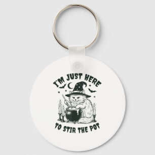 I’m Just Here To Stir The T - Soky Halloween Cat D Keychain