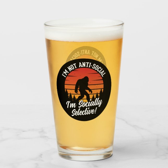 I’m Not Anti-Social Bigfoot Black Glass (Front Filled)