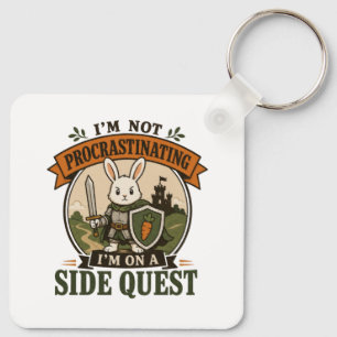 I’m Not Procrastinating Side Quest Rabbit Knight Keychain