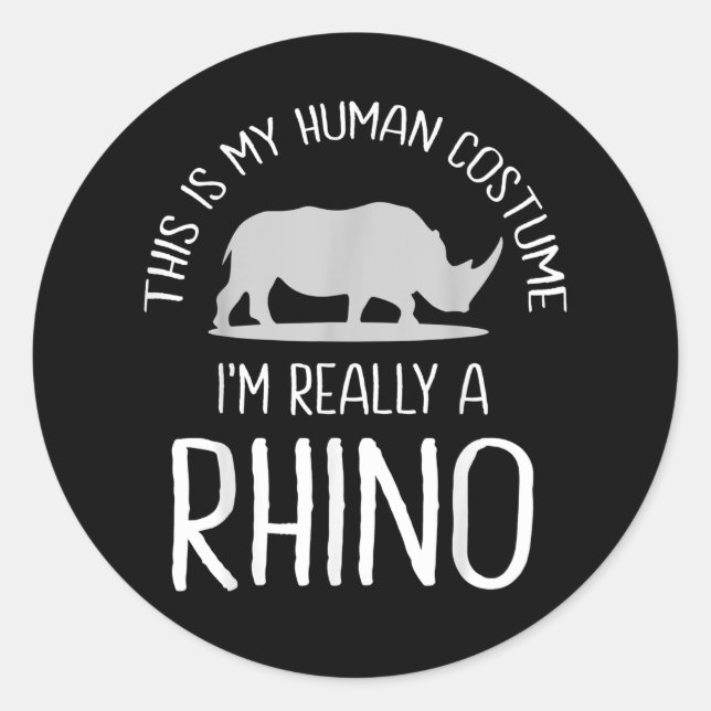 I’m Really A Rhino Horn Graphic Funny Animal Lover Classic Round Sticker (Front)