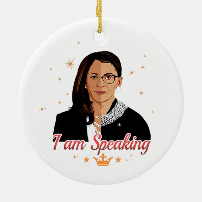 I’m Speaking Kamala Harris Notorious Rbg Christmas Ceramic Ornament (Back)