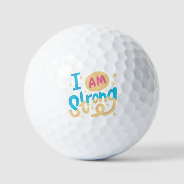 I’m Strong Motivational Typography Design Golf Balls (Front)
