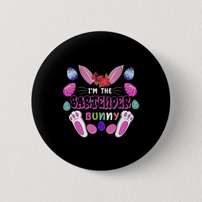 I’m The Bartender Bunny Easter Rabbit  2 Inch Round Button (Front)