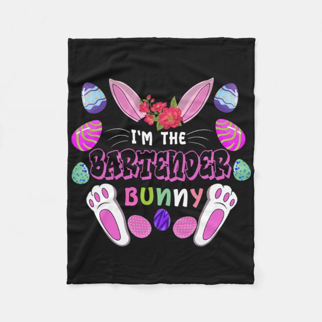 I’m The Bartender Bunny Easter Rabbit  Fleece Blanket (Front)