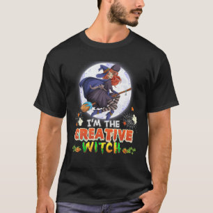 I m The Creative Witch Halloween Flying Broom Moon T-Shirt