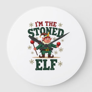 I�m The Stoned Elf Vintage Christmas Dabbing Unico Large Clock
